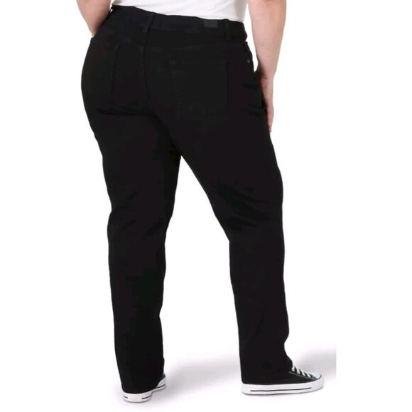 Lee Jeans Women Plus 24W Black Onyx Denim Relaxed Fit Straight Leg Mid Rise NWT - Picture 3 of 9
